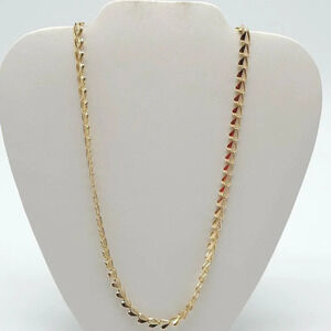 Half Open Heart Link Long Necklace Lobster Closure Gold Tone Vintage